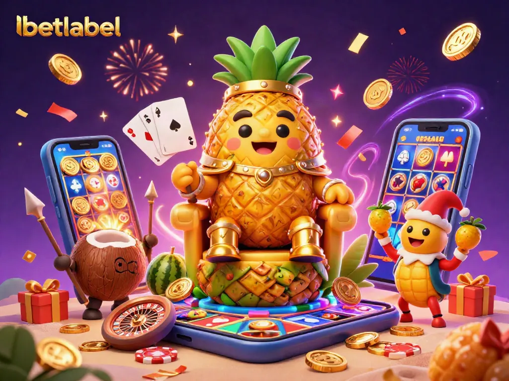 Join the fun at Betlabel Casino with a vibrant casino-themed 3D scene featuring colorful games and playful characters.